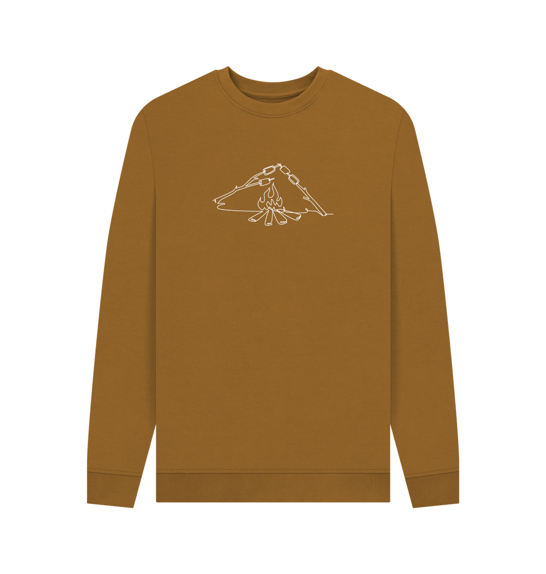 Brown Men's S'mores Organic Cotton Crewneck Sweater (White)