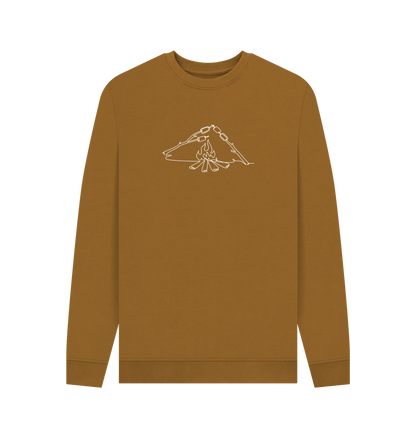 Brown Men's S'mores Organic Cotton Crewneck Sweater (White)