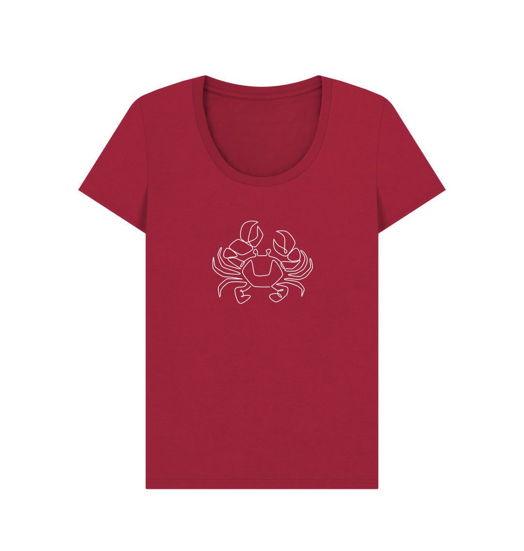 Cherry Women's Crab Scoop Neck T-Shirt - White