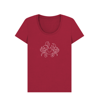 Cherry Women's Crab Scoop Neck T-Shirt - White