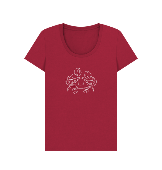 Cherry Women's Crab Scoop Neck T-Shirt - White