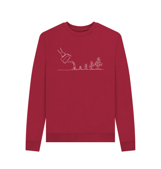 Cherry Women's Gardening Organic Cotton Crewneck Sweater (White)