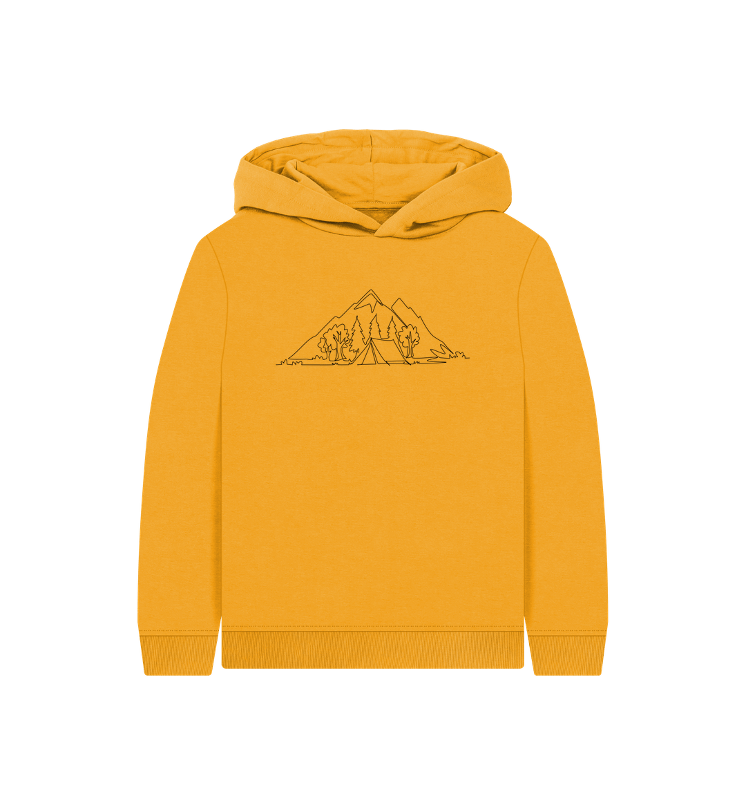 Mustard Kid's Camping Pullover Hoodie - Black