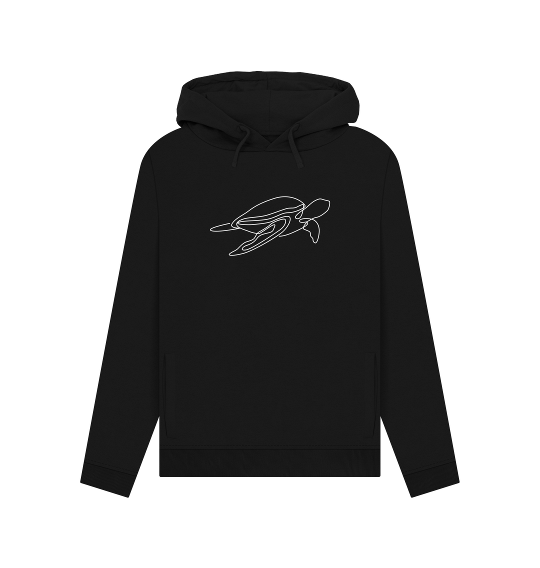 Black Women's Sea Turtle Pullover Hoodie - White