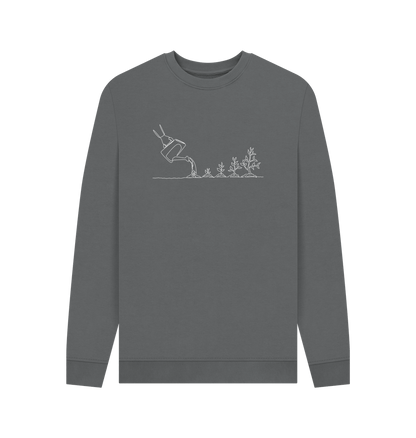 Slate Grey Men's Gardening Organic Cotton Crewneck Sweater (White)