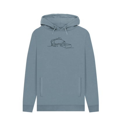 Stone Blue Men's Sheep Organic Cotton Pullover Hoodie (Black)