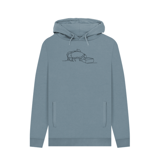 Stone Blue Men's Sheep Organic Cotton Pullover Hoodie (Black)