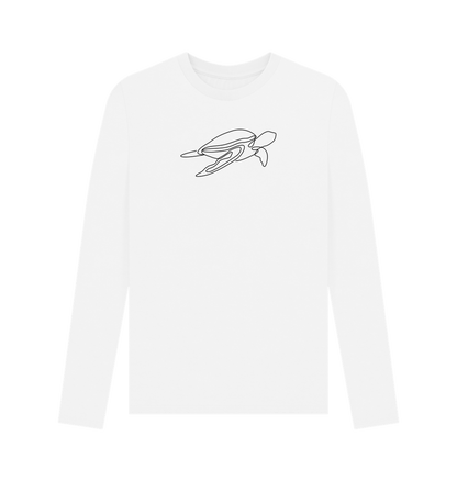 White Men's Sea Turtle Organic Cotton Long Sleeve Tee (Black)