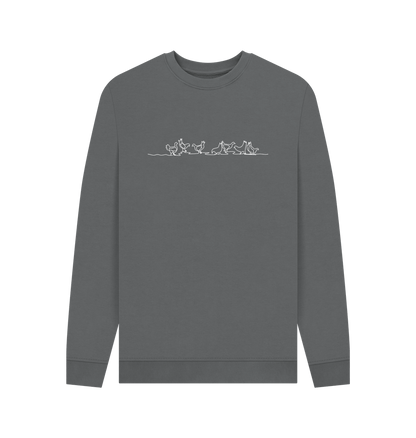 Slate Grey Men's Chickens Crewneck Sweatshirt - White