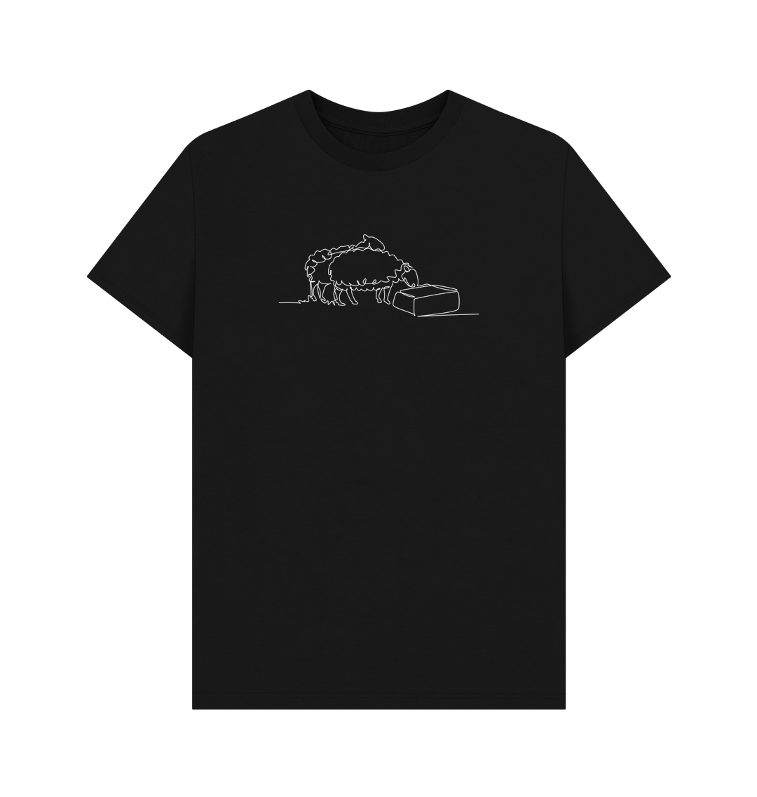 Black Men's Sheep Organic Cotton Basic Tee (White)