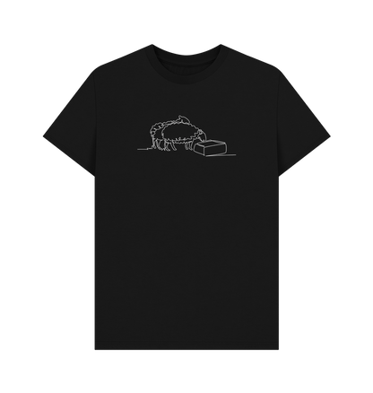 Black Men's Sheep Organic Cotton Basic Tee (White)