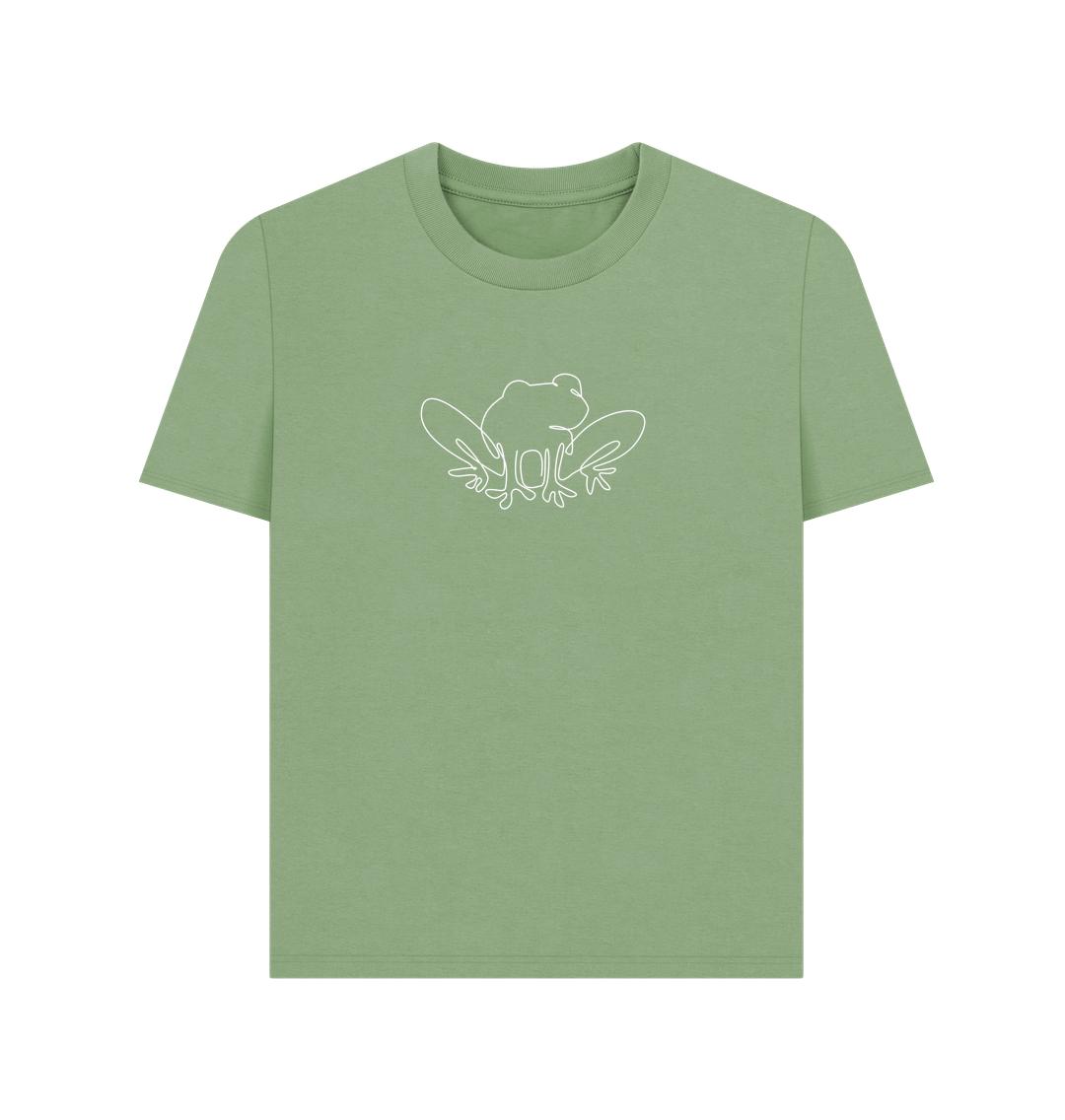 Sage Women's Frog Organic Cotton Basic Tee (White)