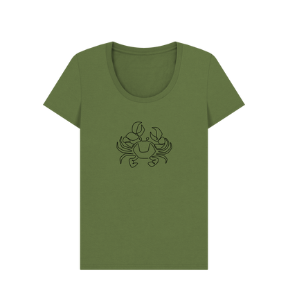 Khaki Women's Crab Organic Cotton Scoop Neck Tee (Black)