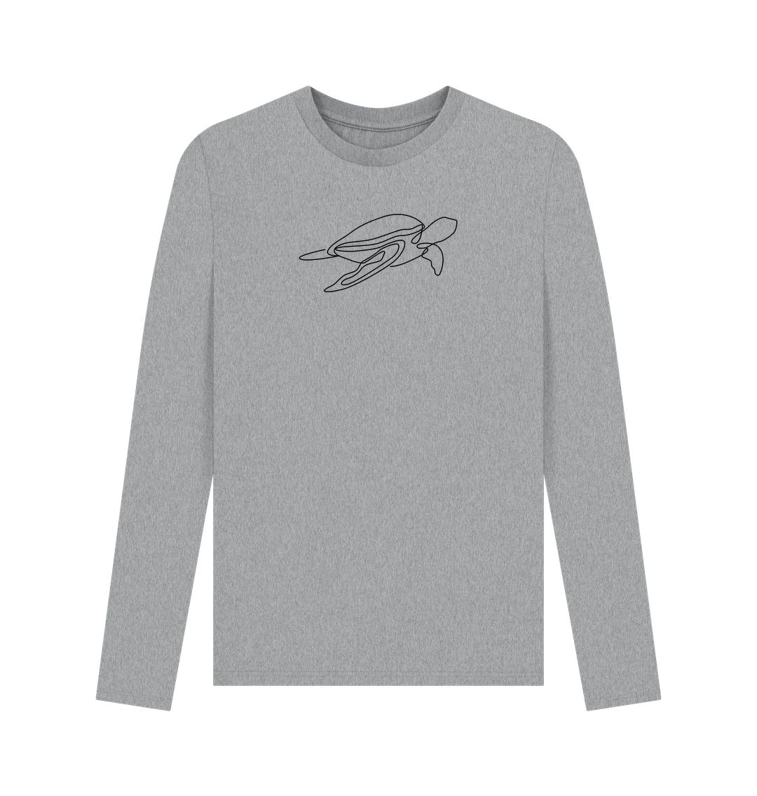 Athletic Grey Men's Sea Turtle Organic Cotton Long Sleeve Tee (Black)