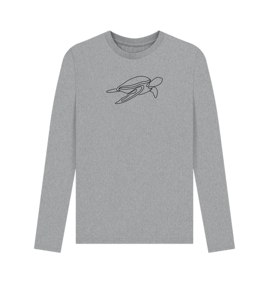 Athletic Grey Men's Sea Turtle Organic Cotton Long Sleeve Tee (Black)