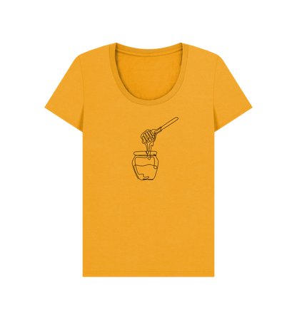 Mustard Women's Honey Organic Cotton Scoop Neck Tee (Black)