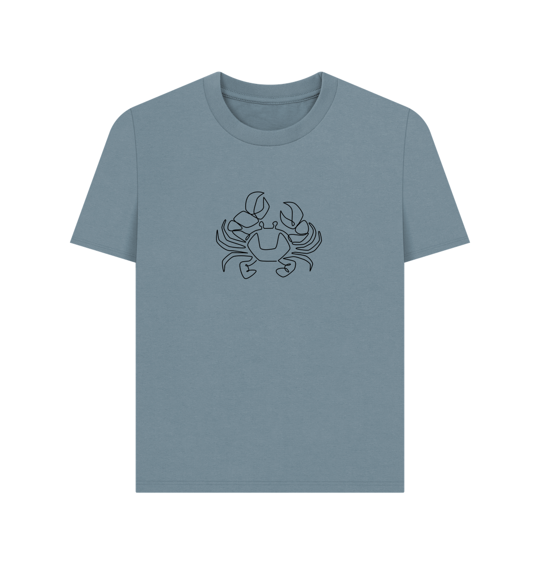 Stone Blue Women's Crab Organic Cotton Basic Tee (Black)