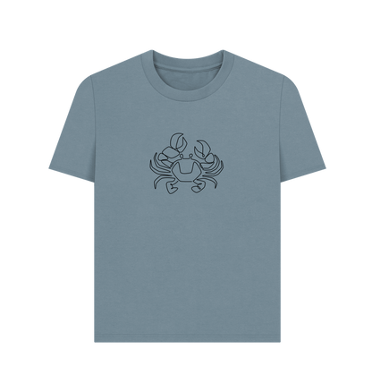 Stone Blue Women's Crab Organic Cotton Basic Tee (Black)