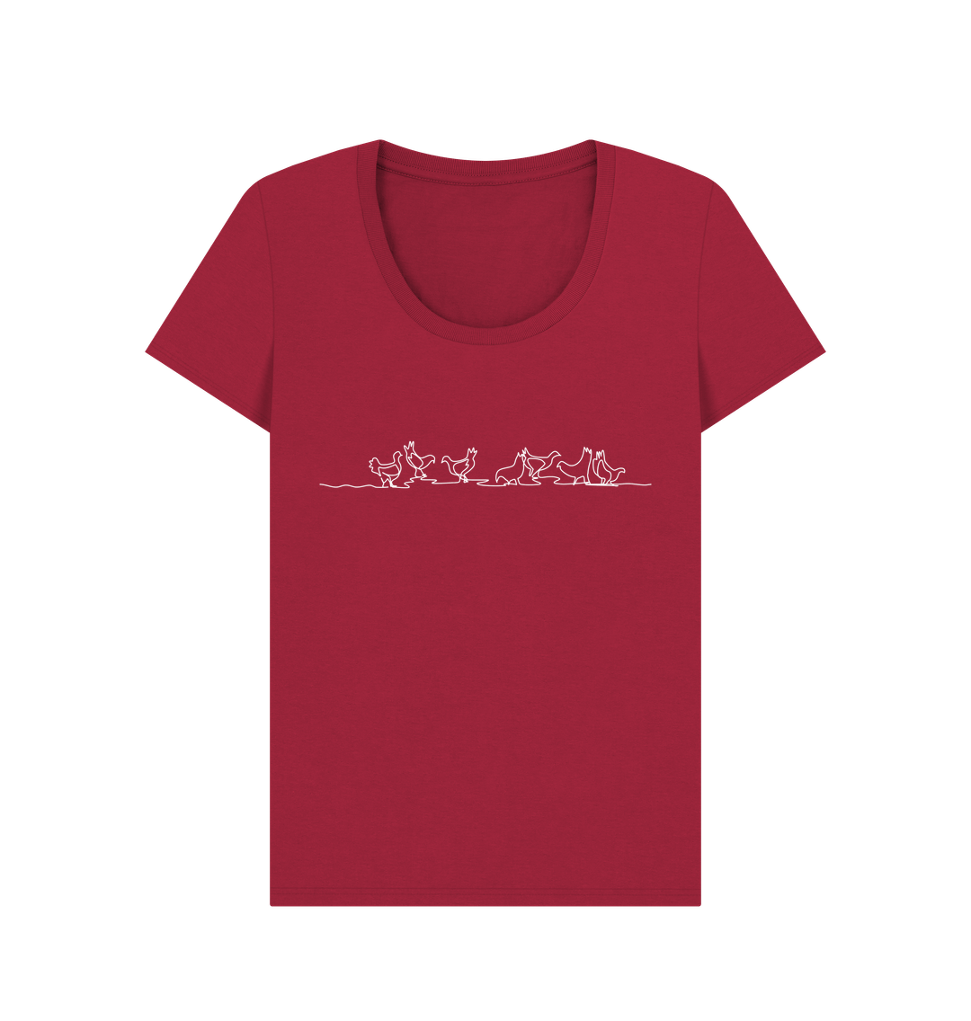 Cherry Women's Chickens Scoop Neck T-Shirt - White