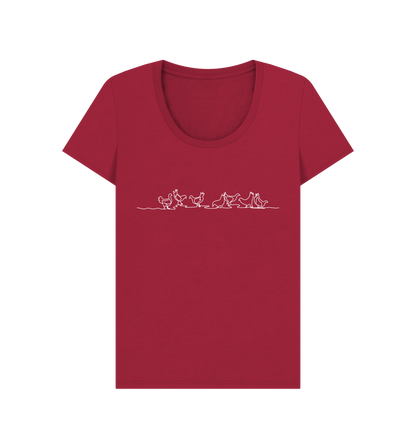 Cherry Women's Chickens Scoop Neck T-Shirt - White