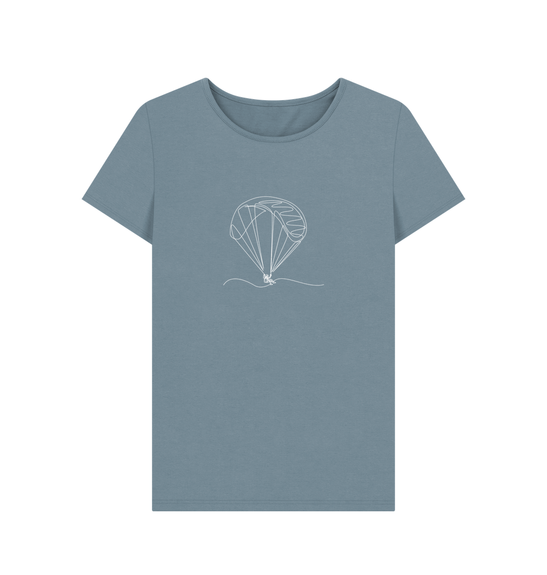 Stone Blue Women's Parachute Organic Cotton Crewneck Tee (White)