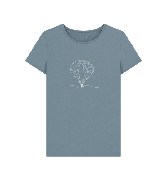 Stone Blue Women's Parachute Organic Cotton Crewneck Tee (White)