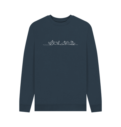 Navy Blue Men's Chickens Crewneck Sweatshirt - White