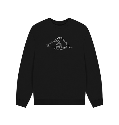 Black Men's S'mores Organic Cotton Oversized Crewneck - White Design