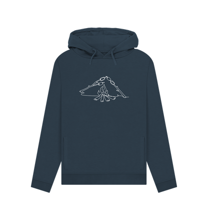 Navy Blue Women's S'mores Organic Cotton Pullover Hoodie (White)