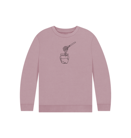 Mauve Kid's Honey Organic Cotton Crewneck Sweater (Black)