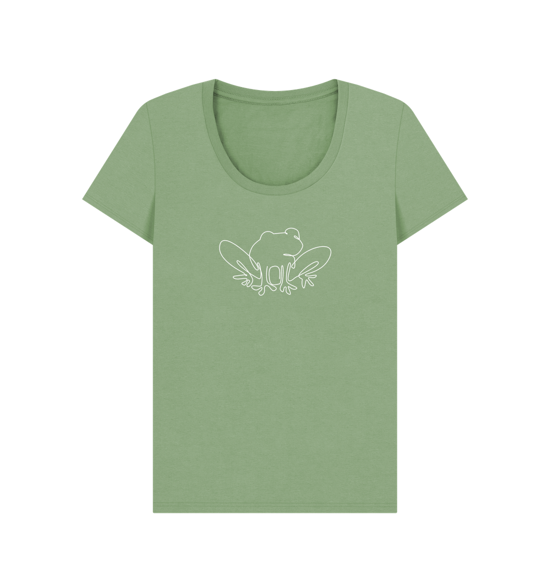 Sage Women's Frog Organic Cotton Scoop Neck Tee (White)