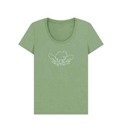 Sage Women's Frog Organic Cotton Scoop Neck Tee (White)