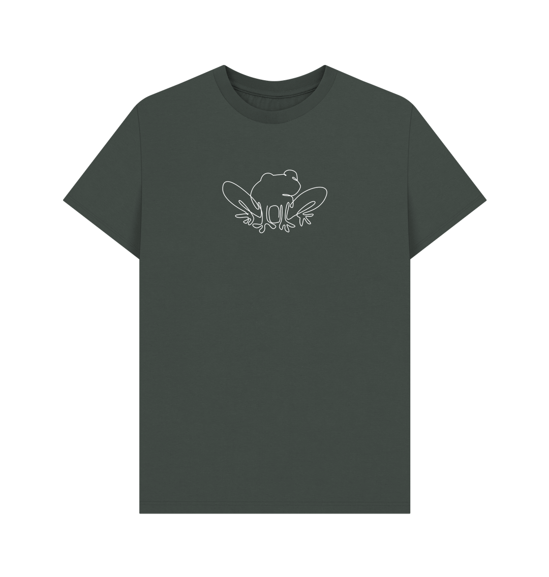 Dark Grey Men's Frog Organic Cotton Basic Tee (White)