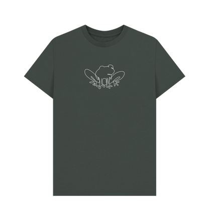 Dark Grey Men's Frog Organic Cotton Basic Tee (White)