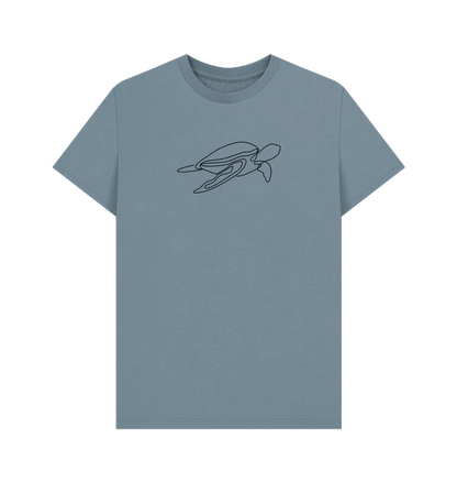 Stone Blue Men's Sea Turtle Organic Cotton Basic Tee (Black)