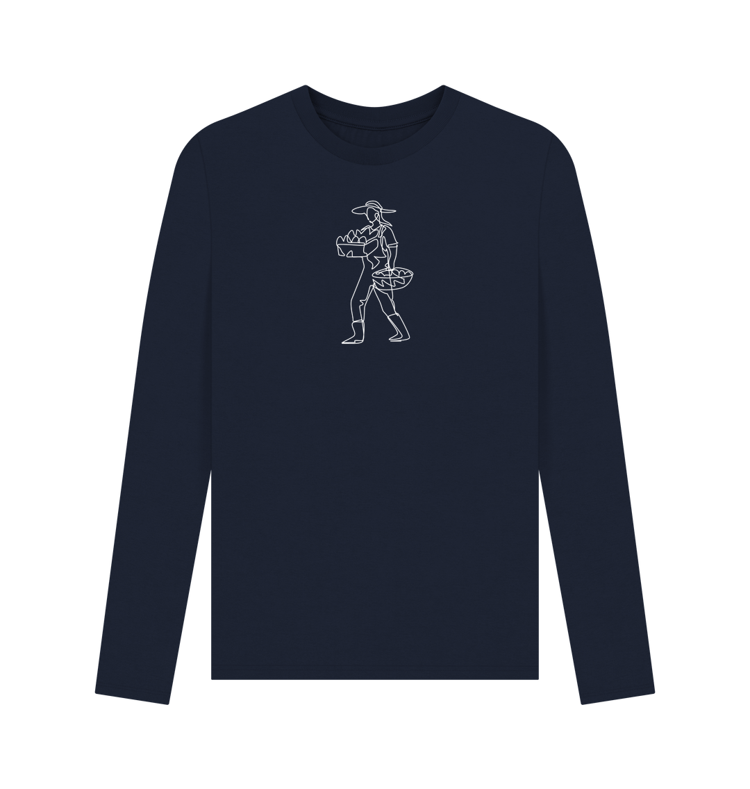 Navy Blue Men's Harvest Organic Cotton Long Sleeve Tee (White)