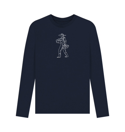 Navy Blue Men's Harvest Organic Cotton Long Sleeve Tee (White)