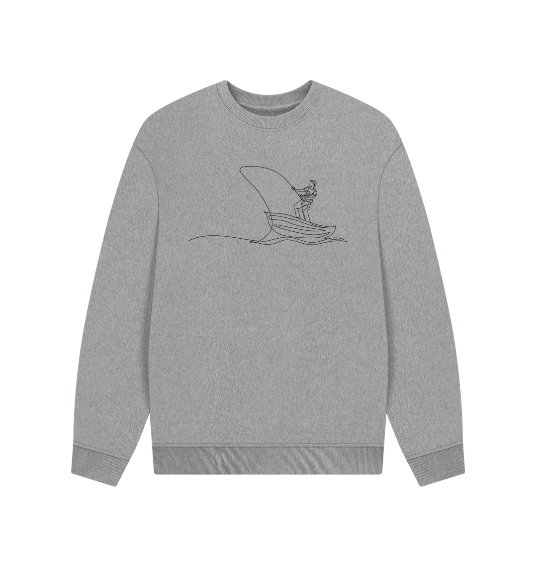 Athletic Grey Men's Fisherman Organic Cotton Oversized Crewneck - Black Design