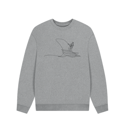 Athletic Grey Men's Fisherman Organic Cotton Oversized Crewneck - Black Design