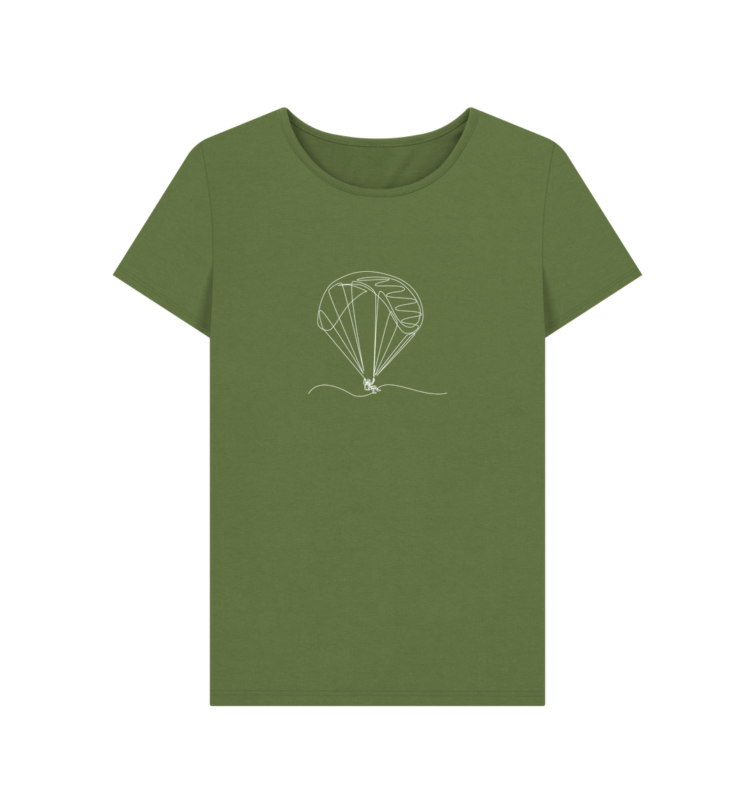 Khaki Women's Parachute Organic Cotton Crewneck Tee (White)