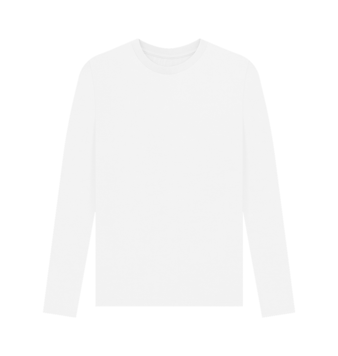 White Men's Solid Organic Cotton Long Sleeve Tee