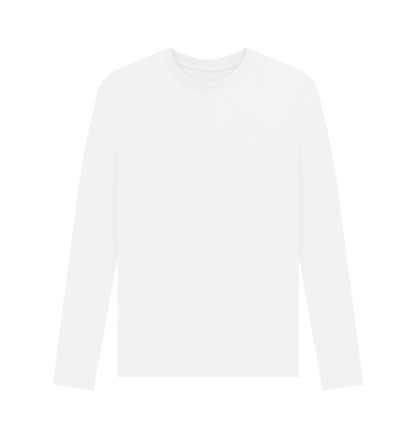 White Men's Solid Organic Cotton Long Sleeve Tee