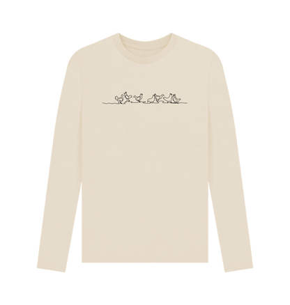 Oat Men's Chickens Organic Cotton Long Sleeve Tee - Black Design