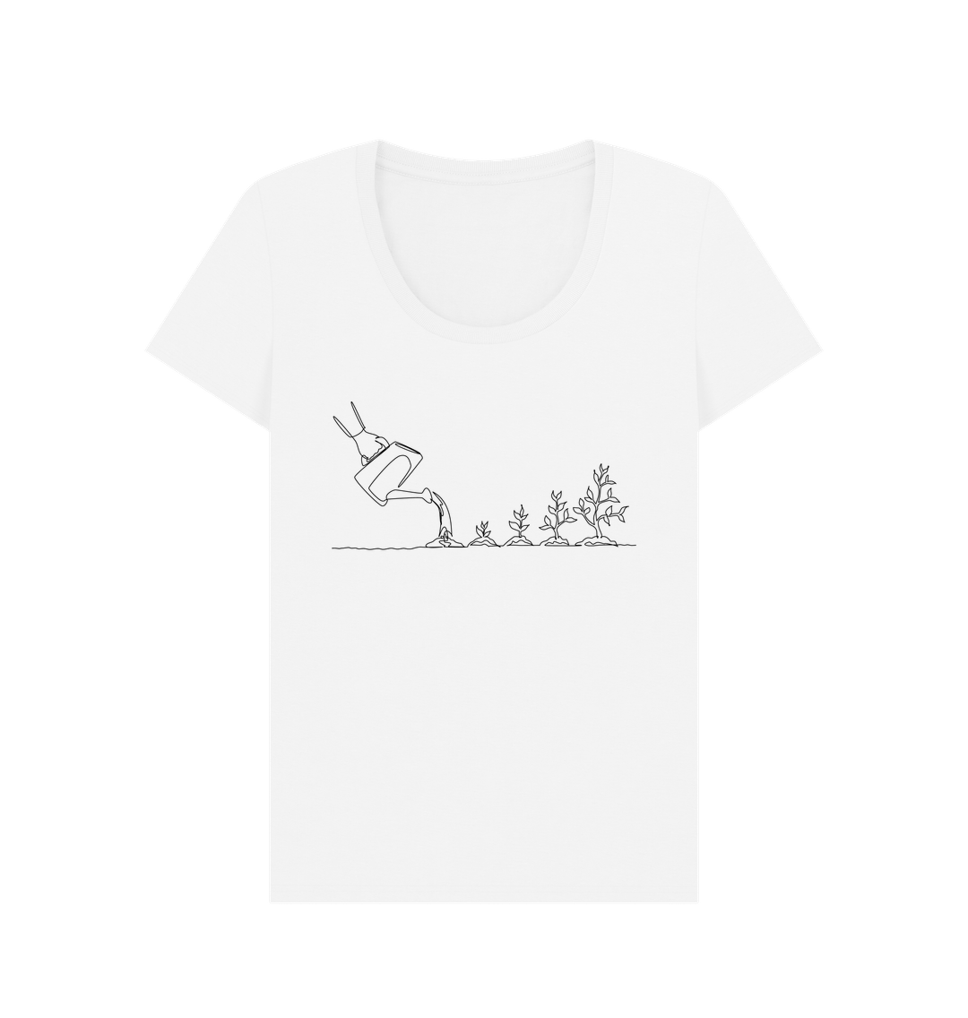 White Women's Gardening Organic Cotton Scoop Neck Tee (Black)