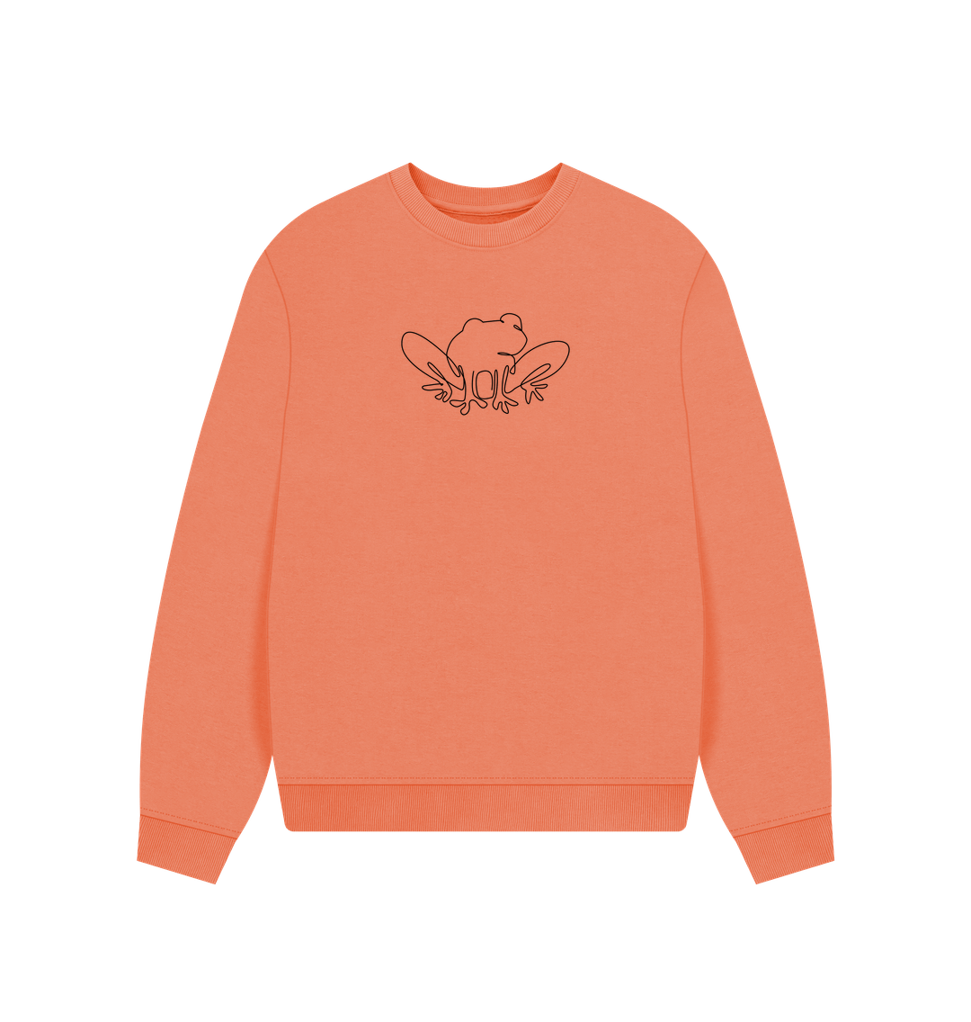 Apricot Women's Frog Organic Cotton Oversized Crewneck (Black)