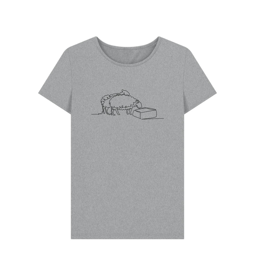 Athletic Grey Women's Sheep Organic Cotton Crewneck Tee (Black)