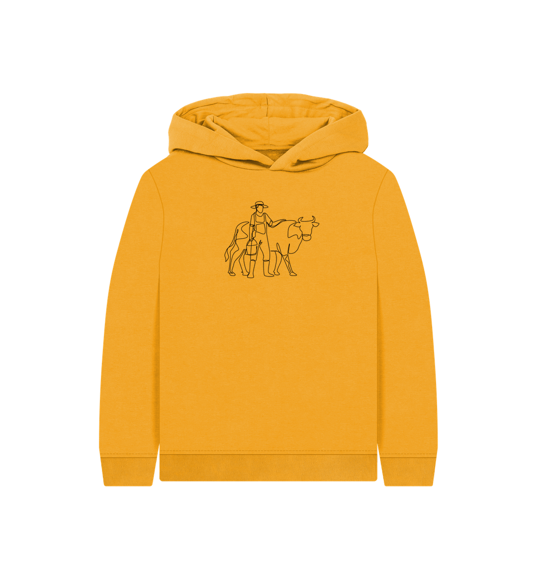 Mustard Kid's Cow Organic Cotton Pullover Hoodie (Black)