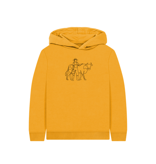 Mustard Kid's Cow Organic Cotton Pullover Hoodie (Black)