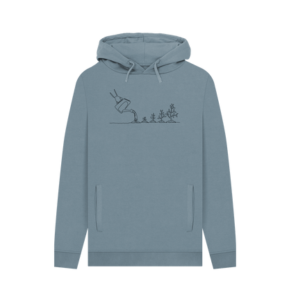 Stone Blue Men's Gardening Organic Cotton Pullover Hoodie (Black)