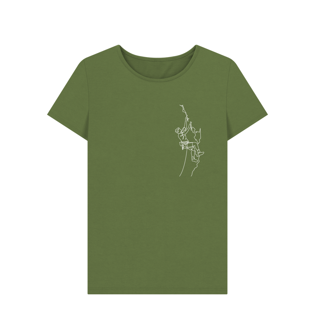 Khaki Women's Climber Organic Cotton Crewneck Tee (White)